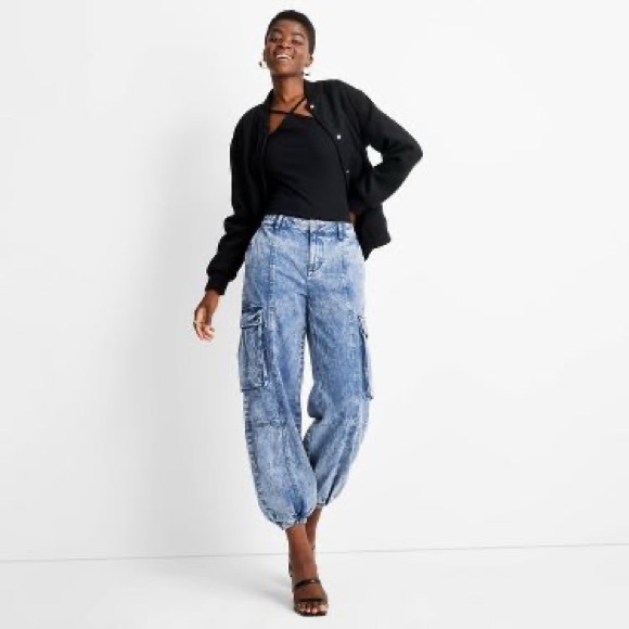 Future Collective Denim - NEW Future Collective Mid Rise Cargo Jeans Kahlana Barfield Brown
